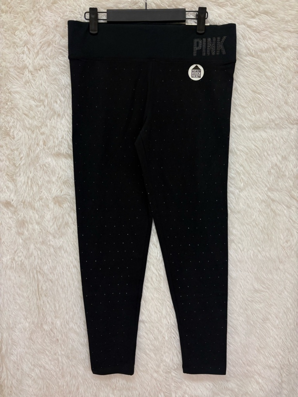 PINK Victoria's Secret Black All Over Rhinestone NWT Leggings | Size Medium π€β¨ - Picture 5 of 17